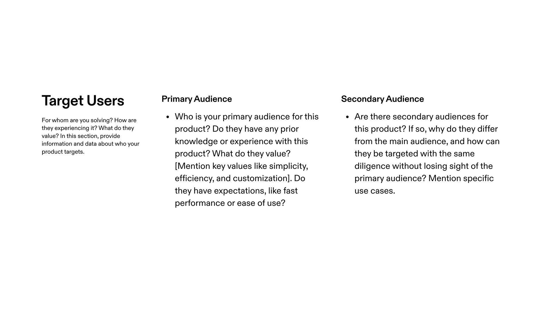 Product Requirements Document Template - Target Users