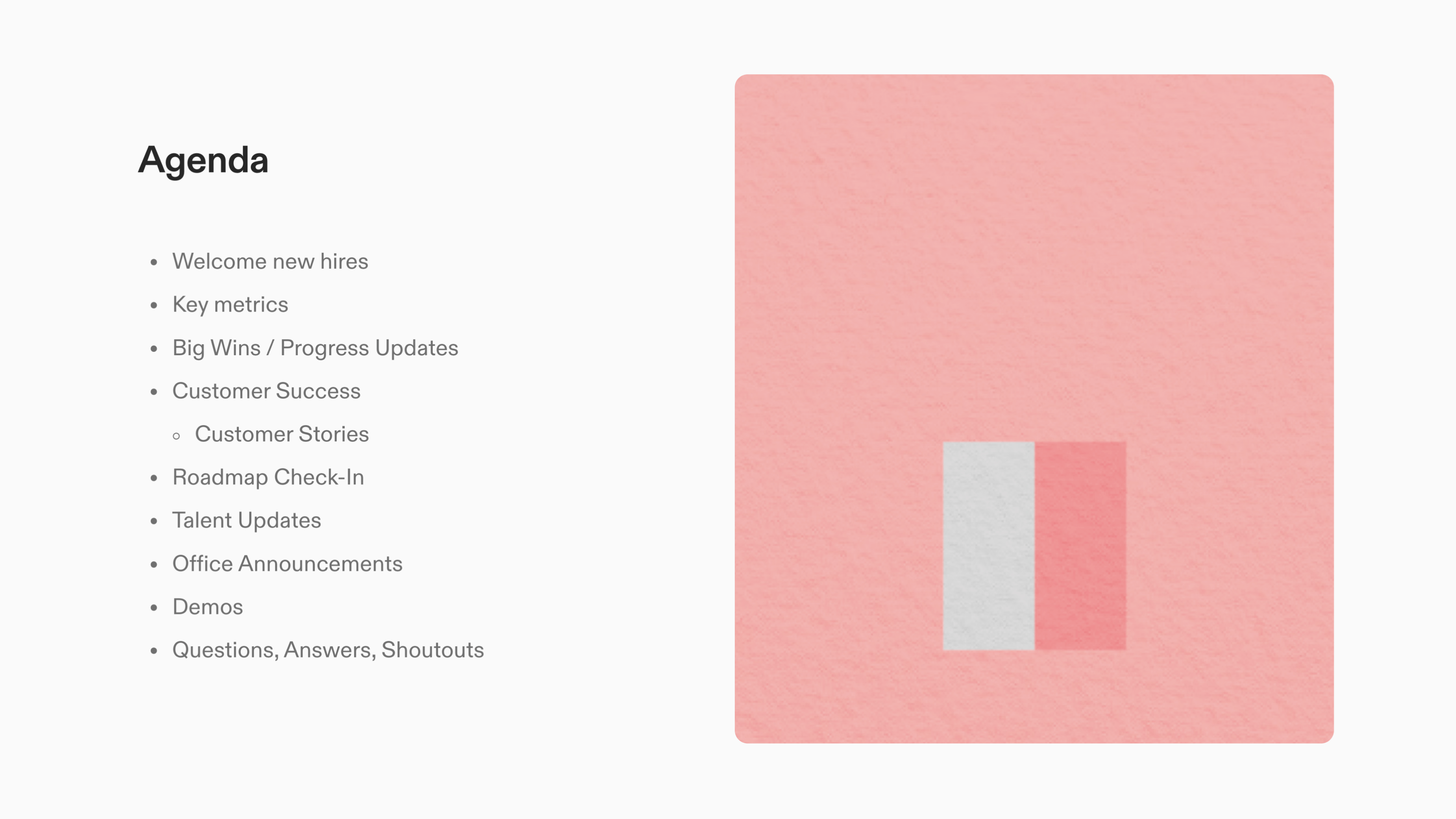 Company All Hands Template – Agenda Section