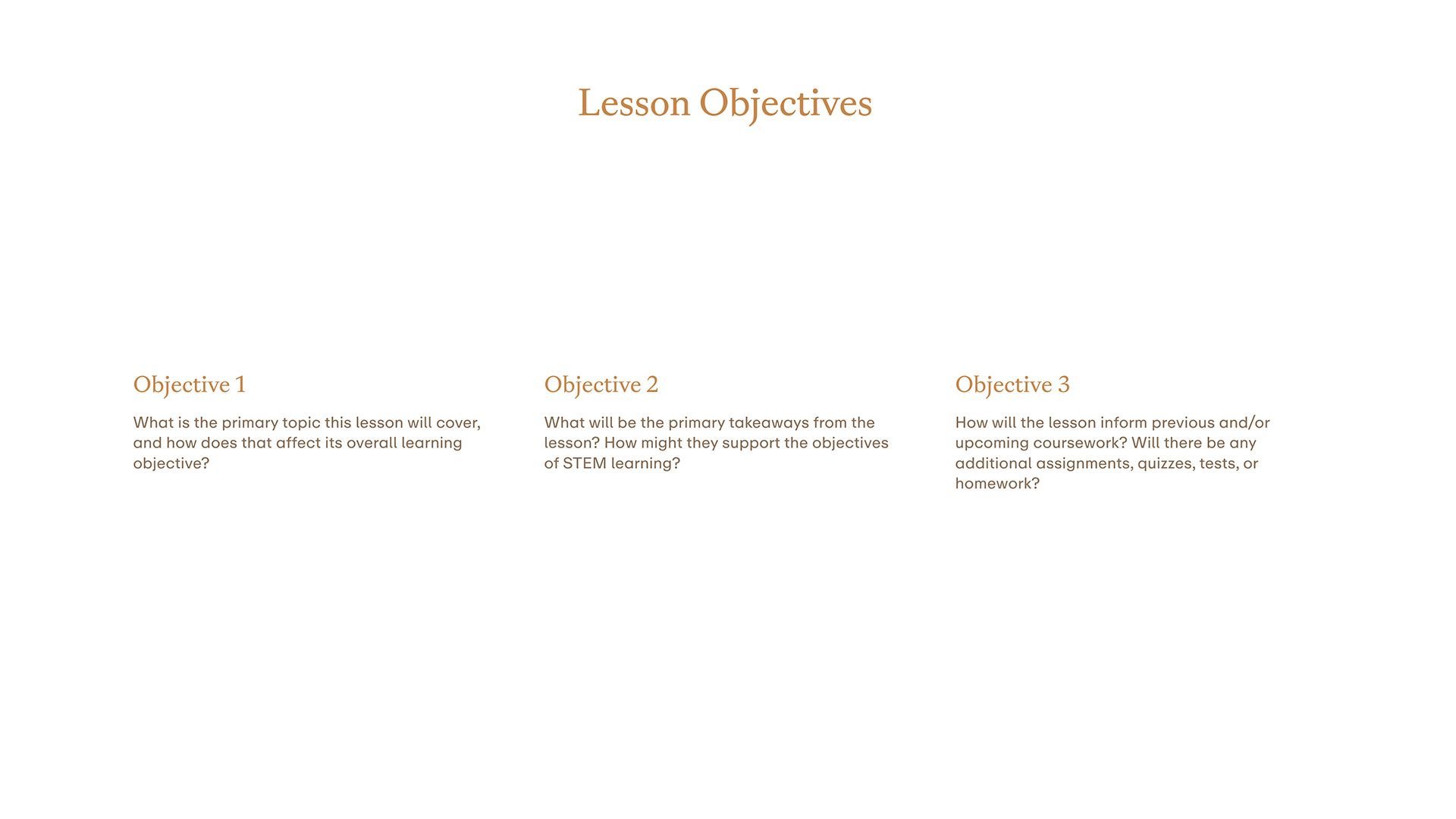 Science Lesson Template - Objectives