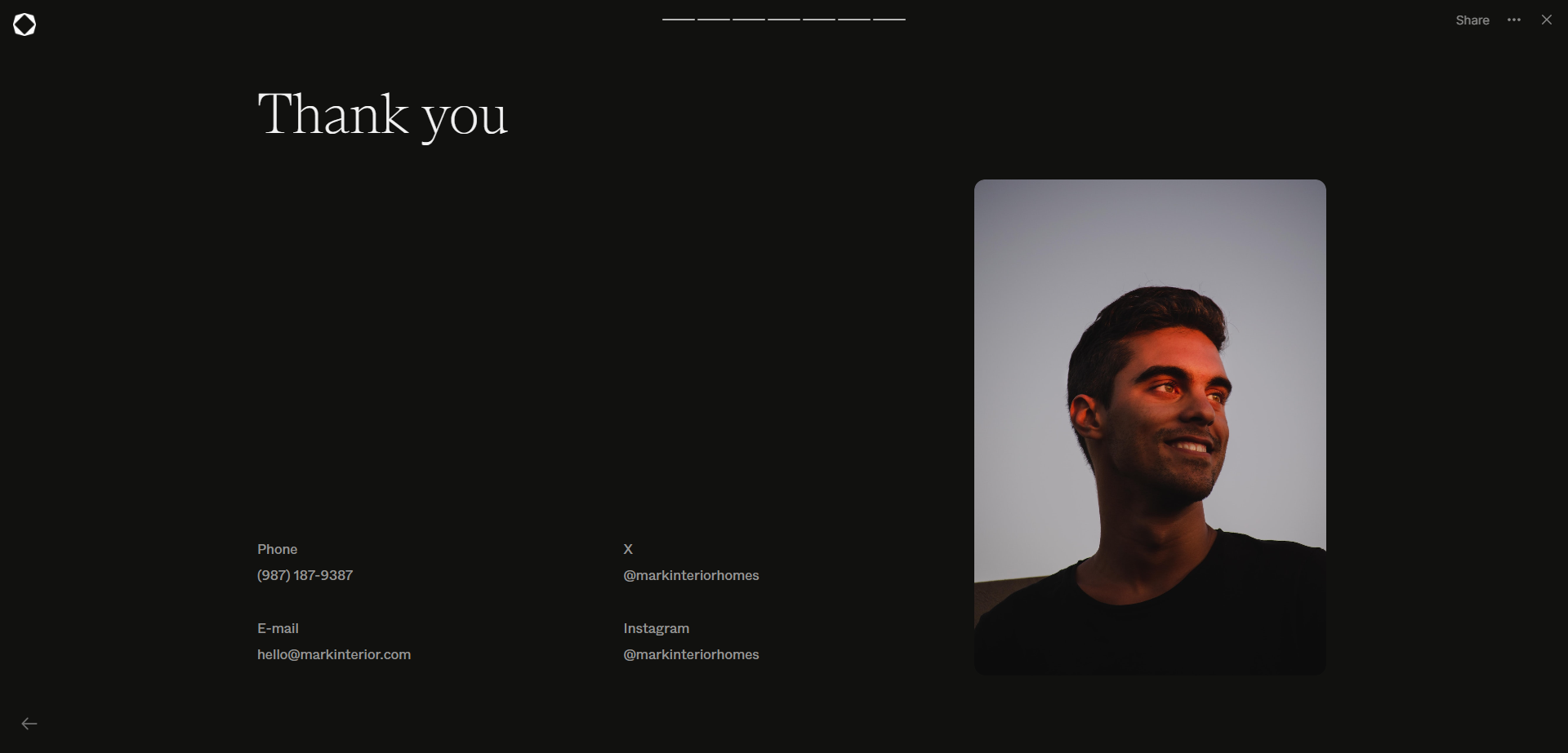 Interior Design Portfolio - Thank you and Contact Info