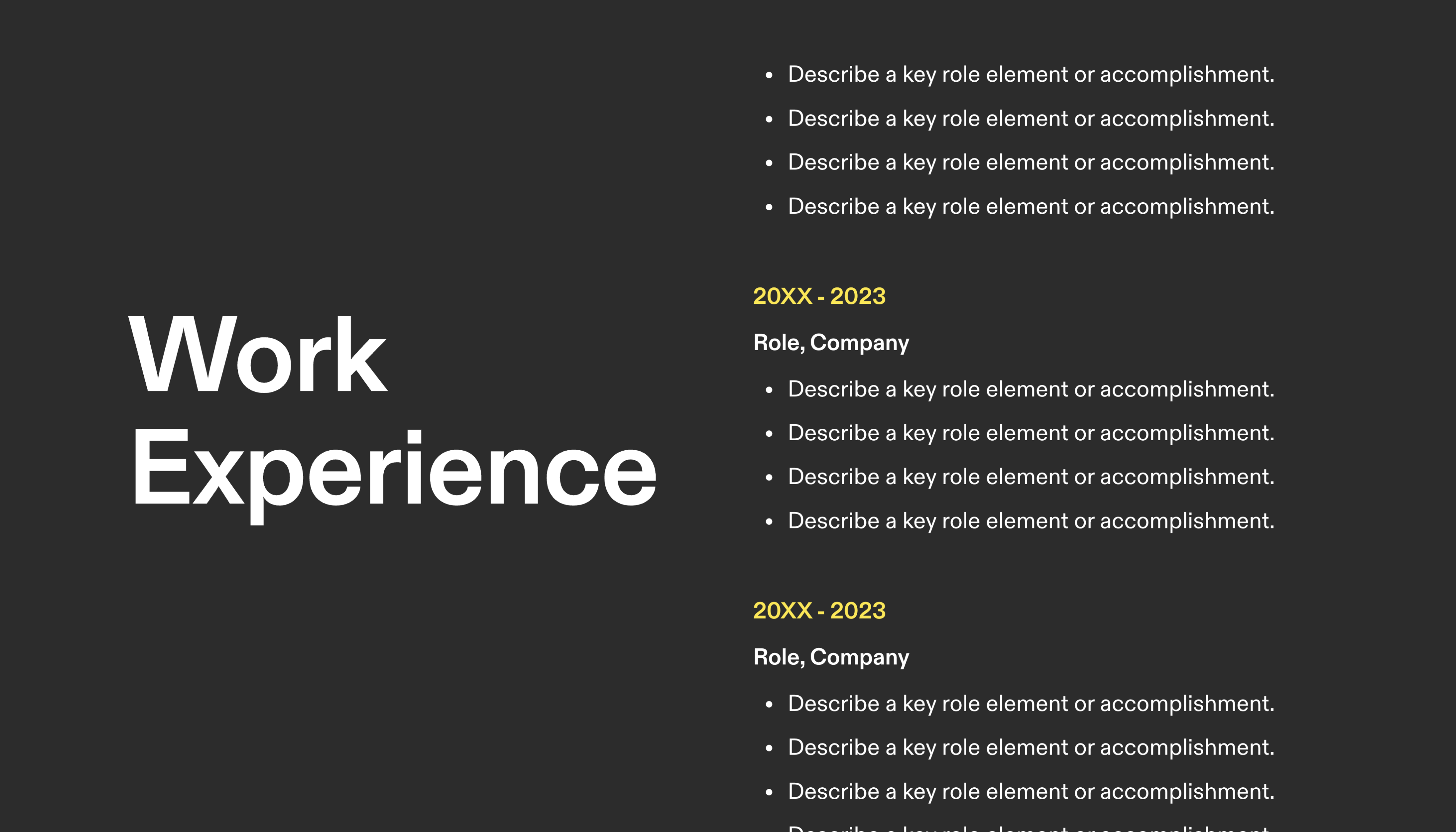CV — Work Experience Section