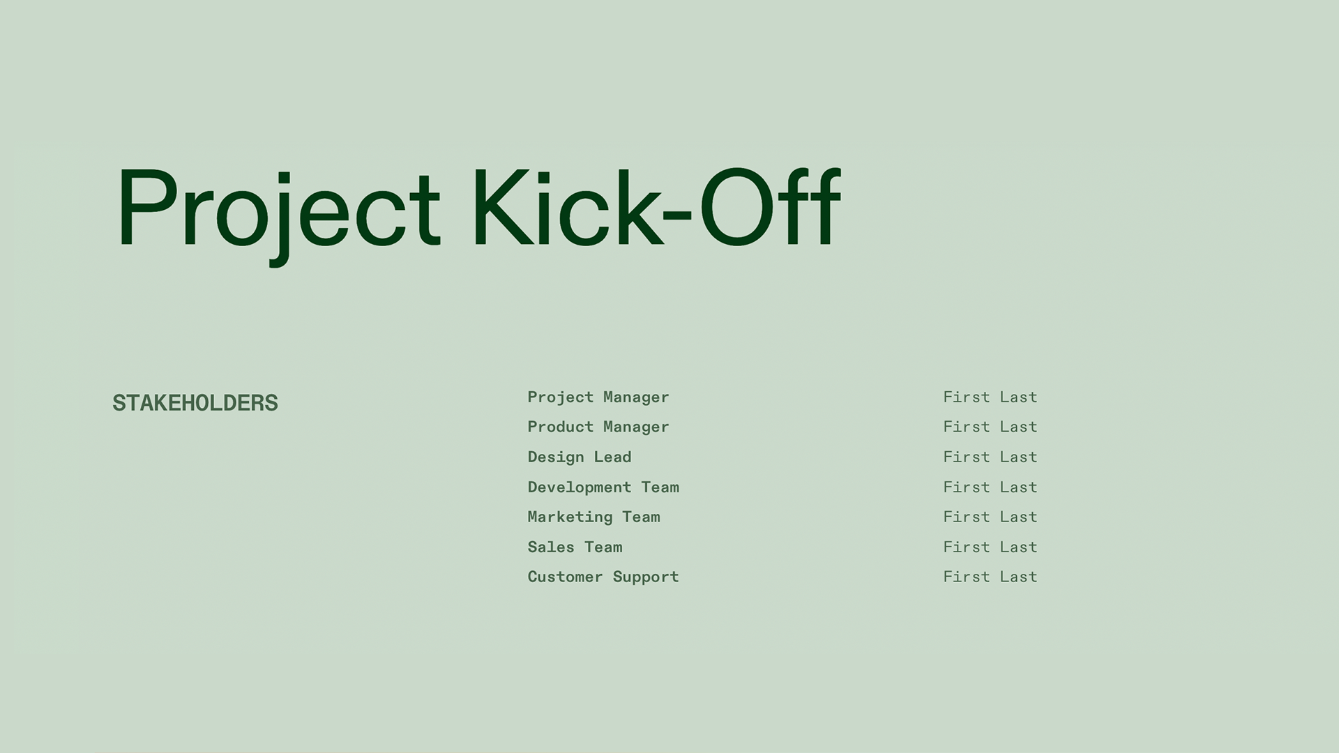 Project Kick Off Template - Landing