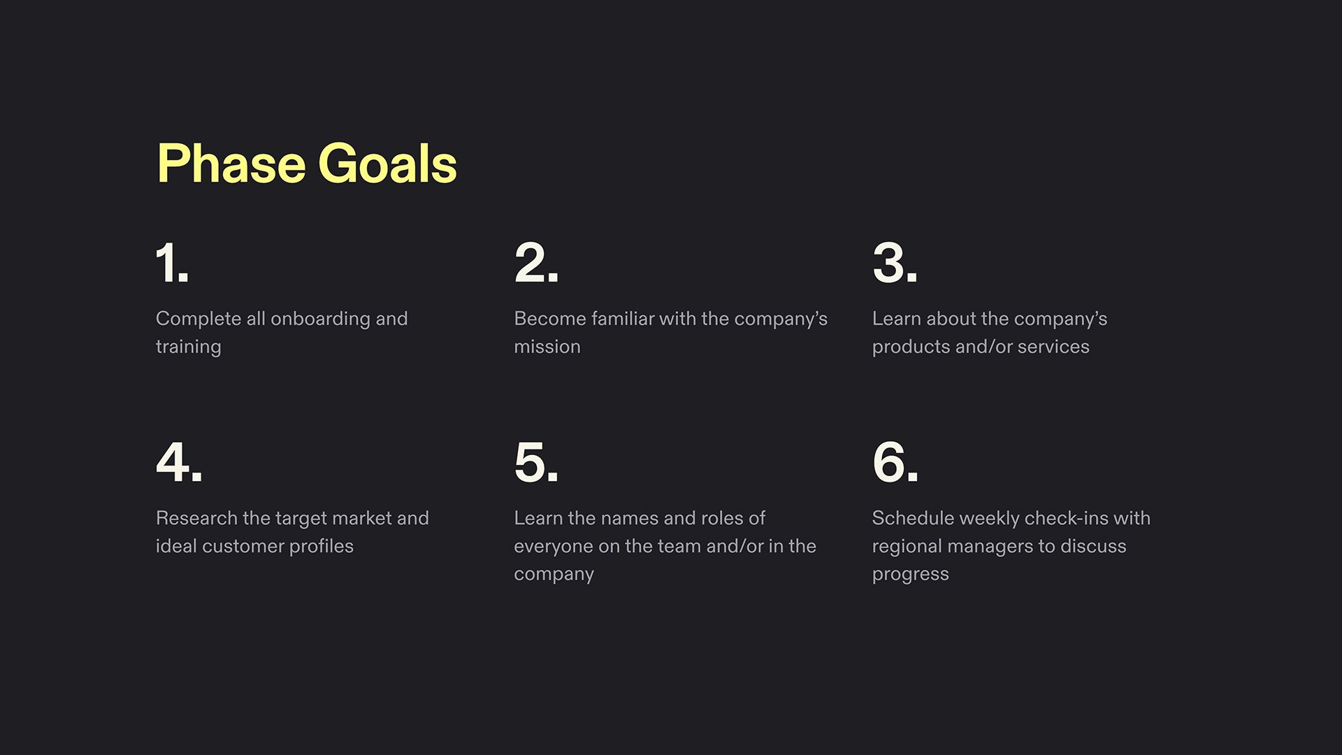 Sales 30-60-90 Plan - Phase Goals