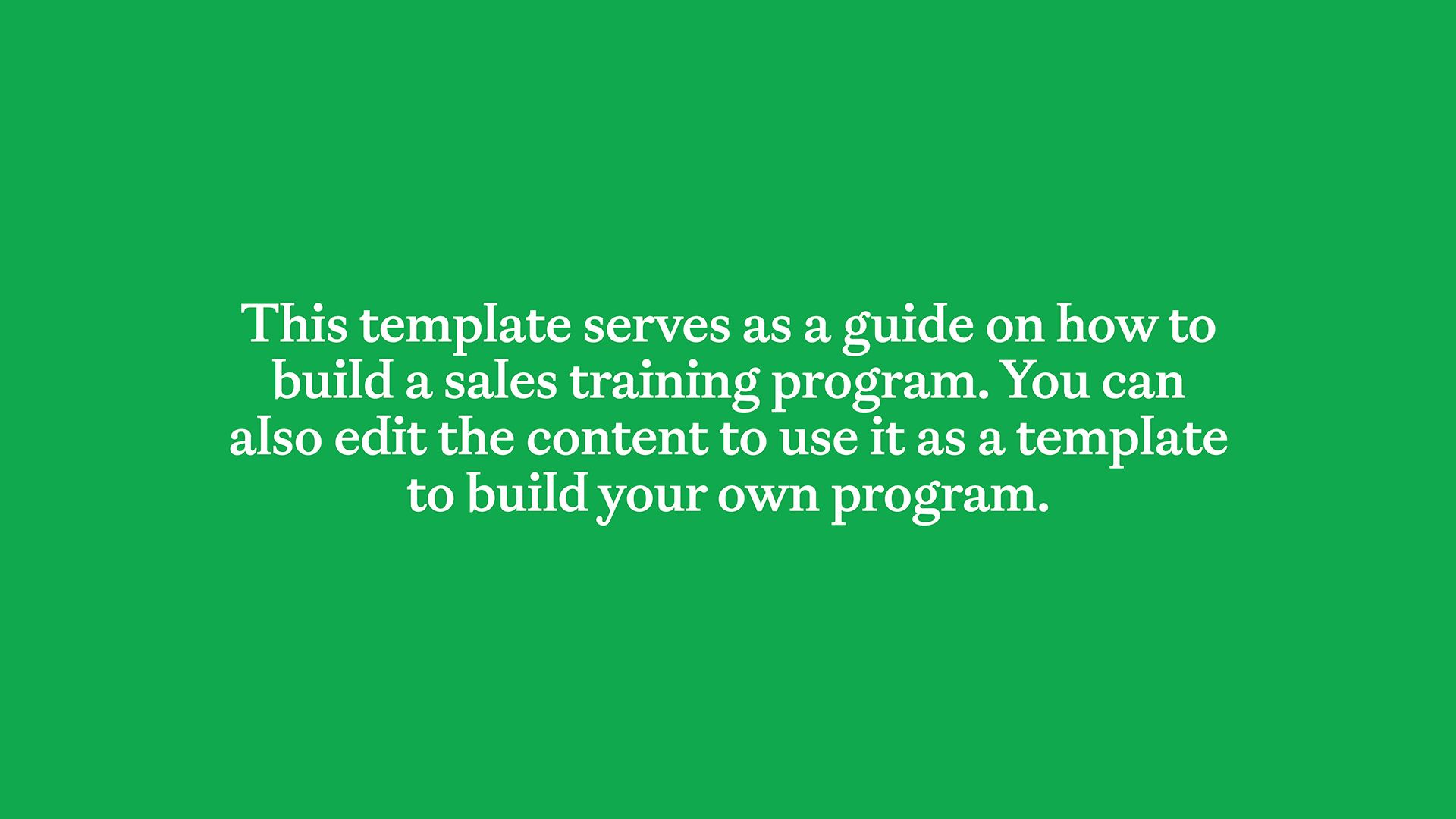 Sales Training - Goals