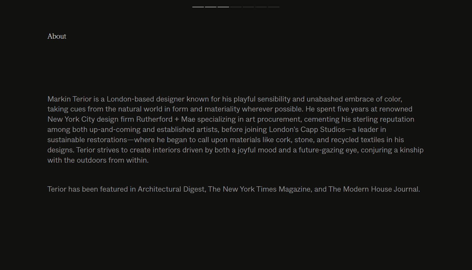 Interior Design Portfolio - About the Designer