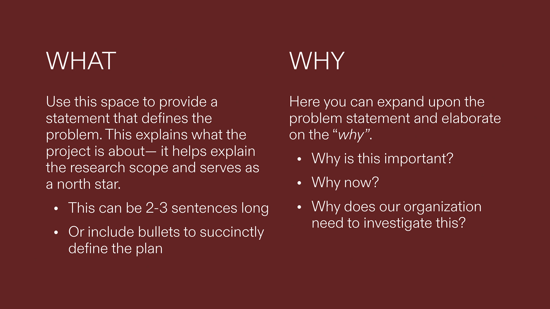 User Research Plan - What and Why