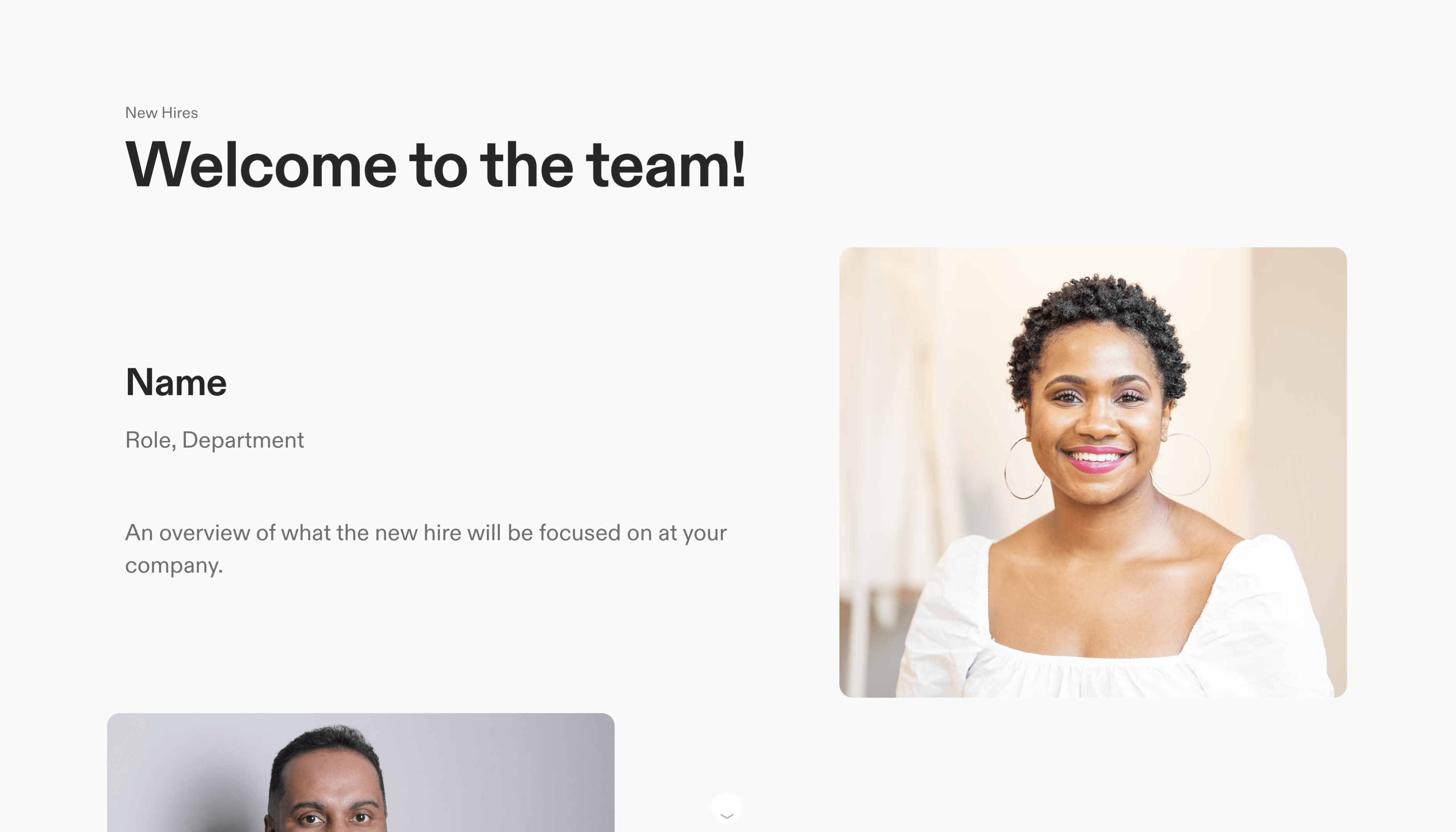 Company All Hands Template – Hires Section