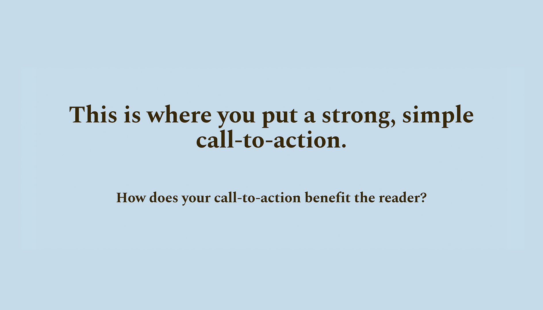 One Page Elevator Pitch Template - CTA