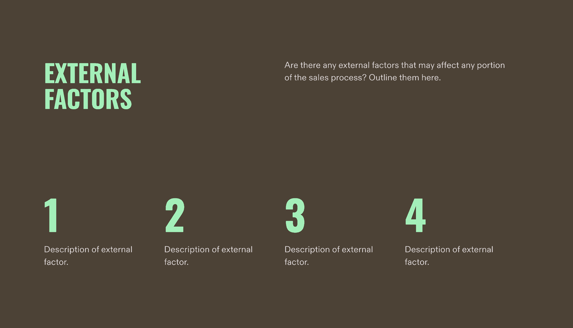 Sales Forecast - External Factors