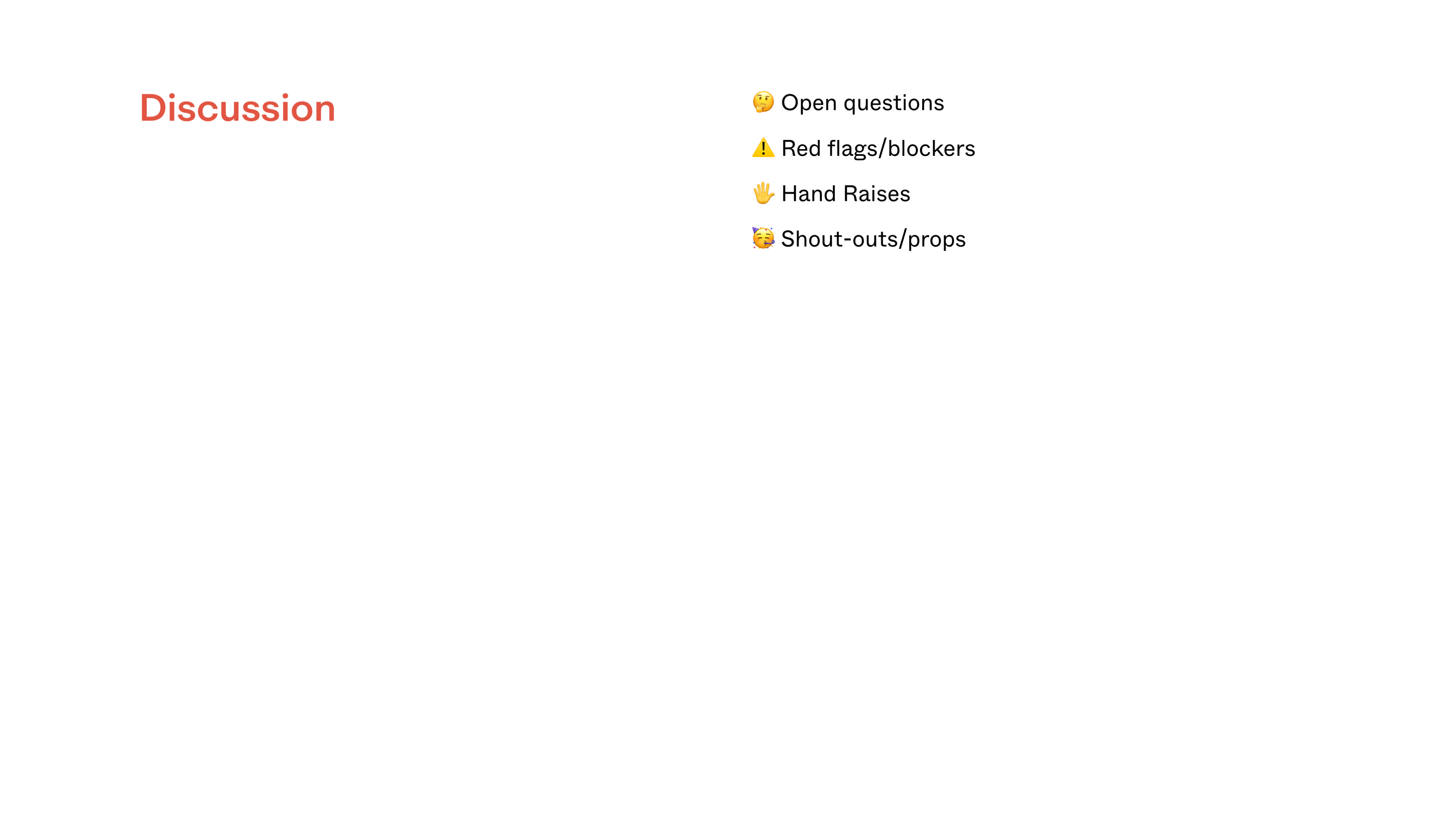 Team Meeting Template – Discussion Section