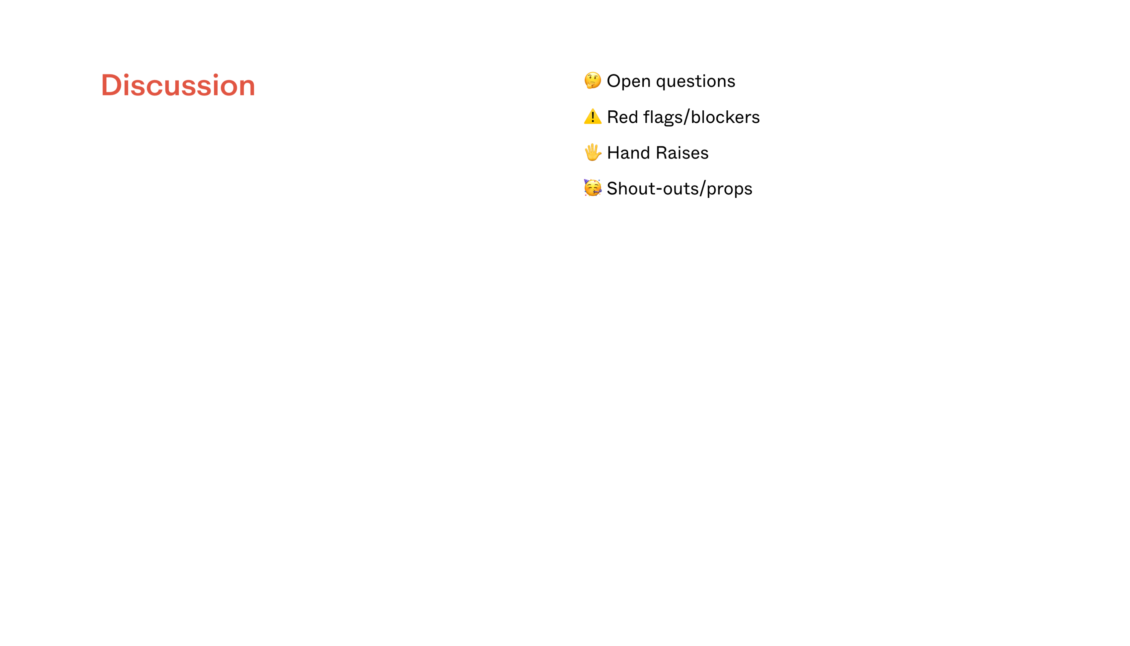 Team Meeting Template – Discussion Section