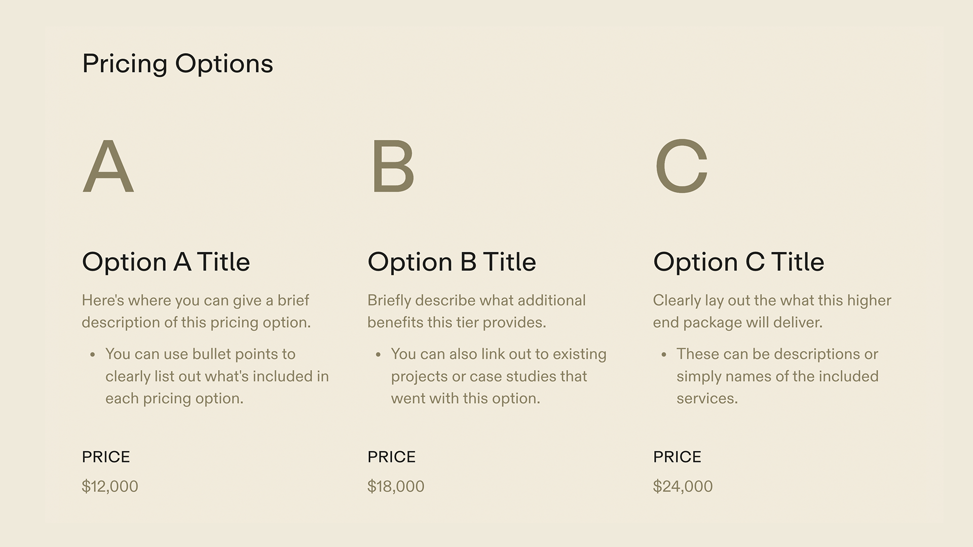 Pricing Proposal - Options
