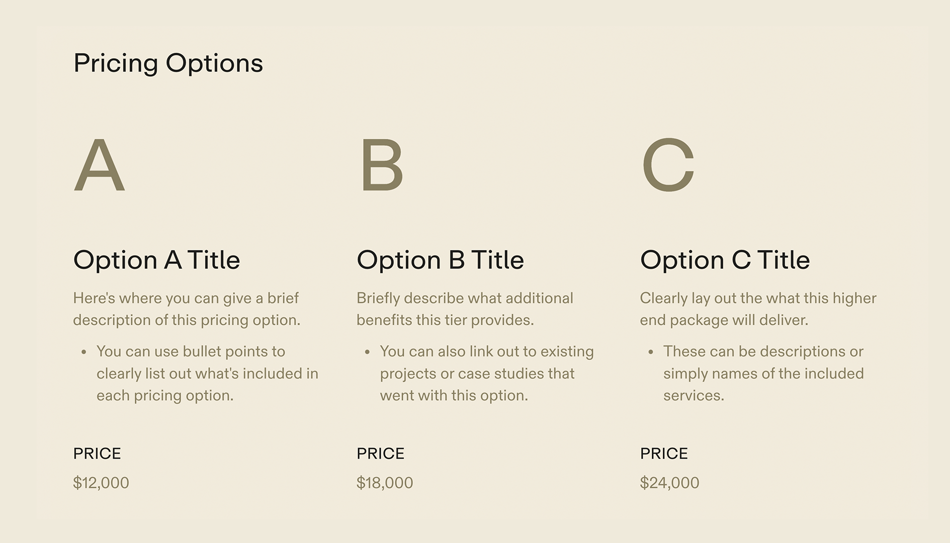 Pricing Proposal - Options