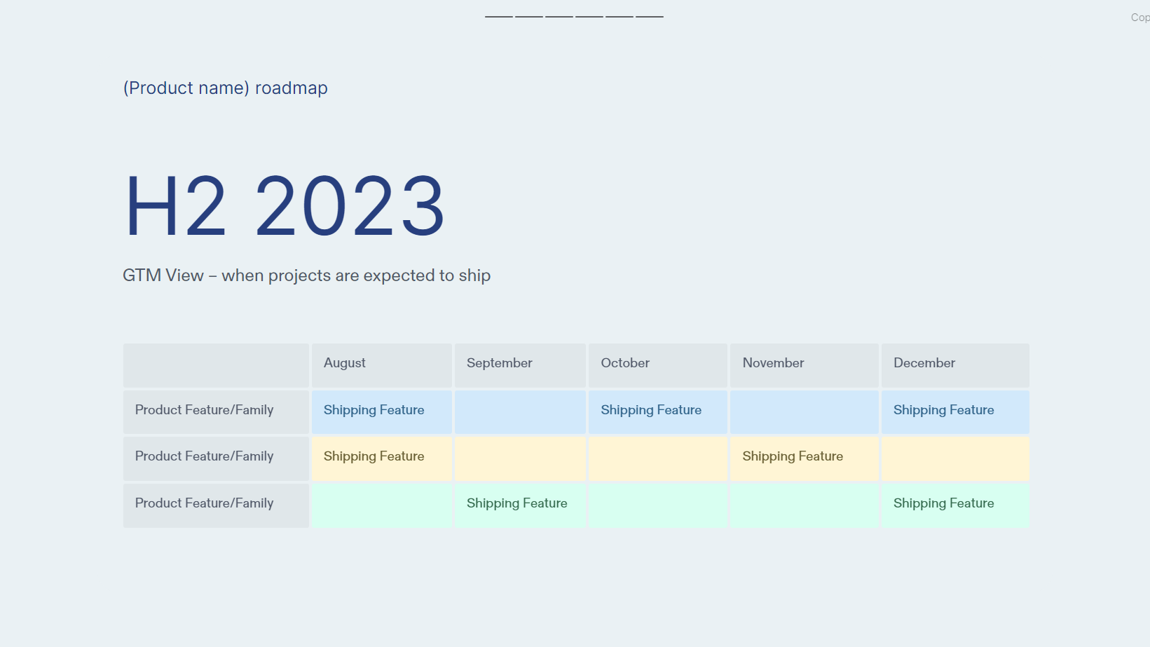 Product Roadmap Template Calendar View
