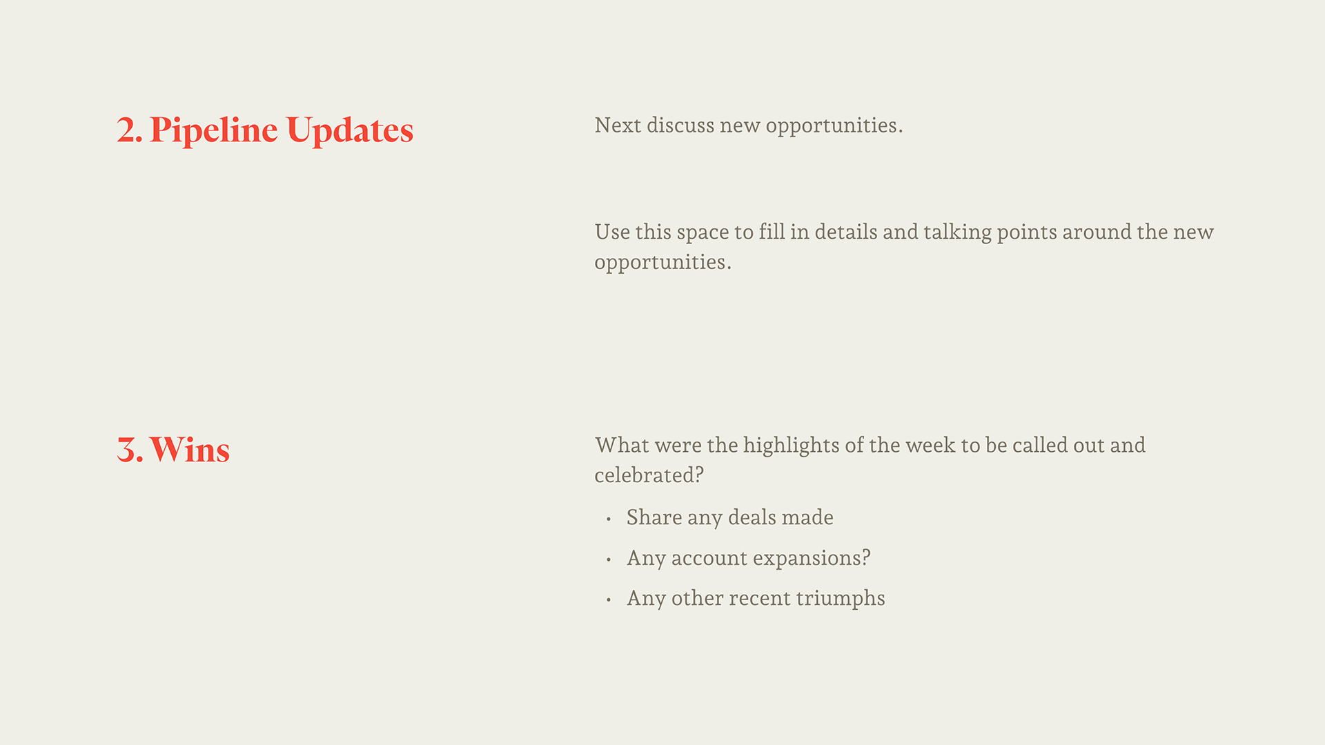 Weekly Sales Meeting - Wins