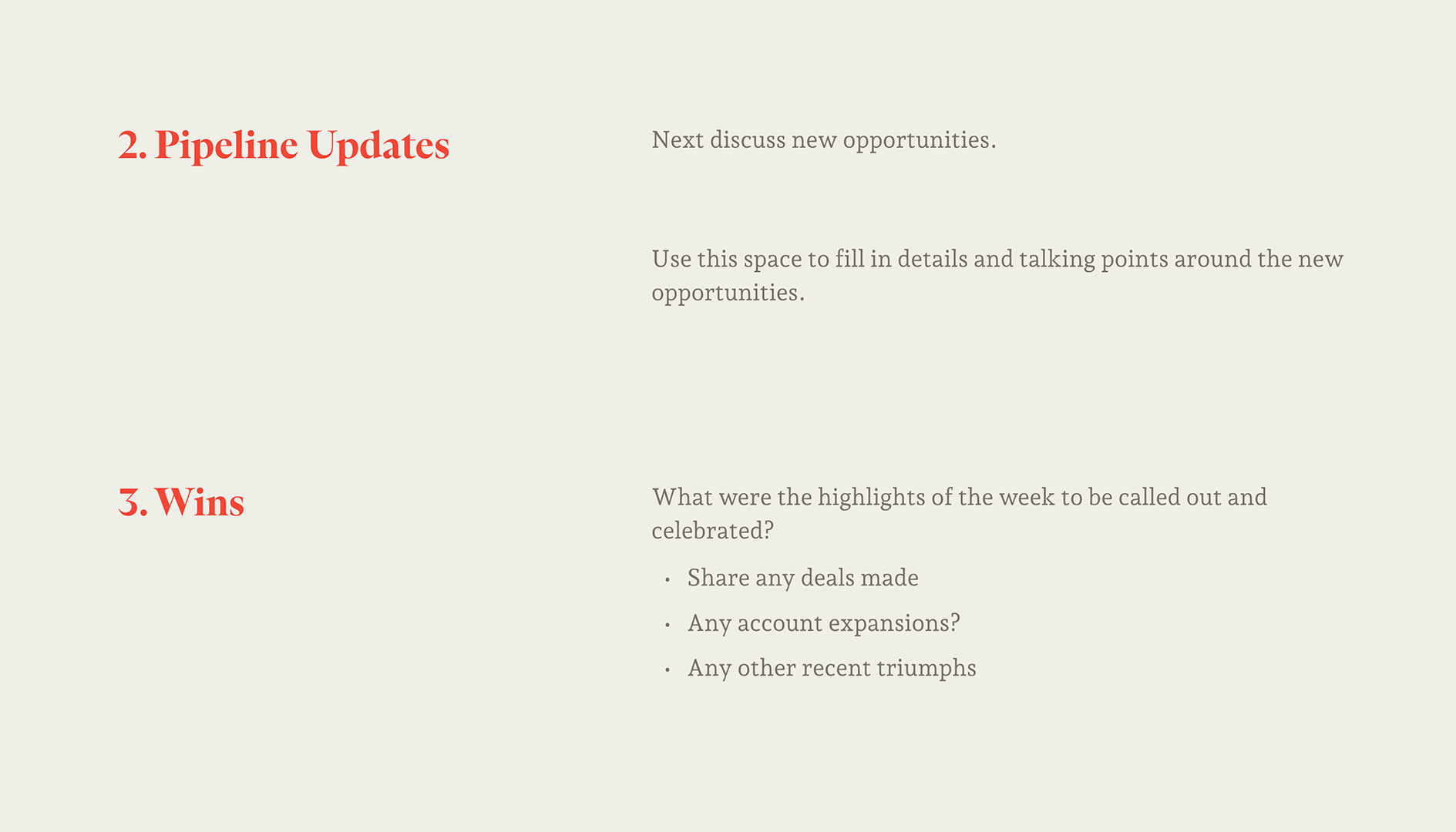 Weekly Sales Meeting - Wins