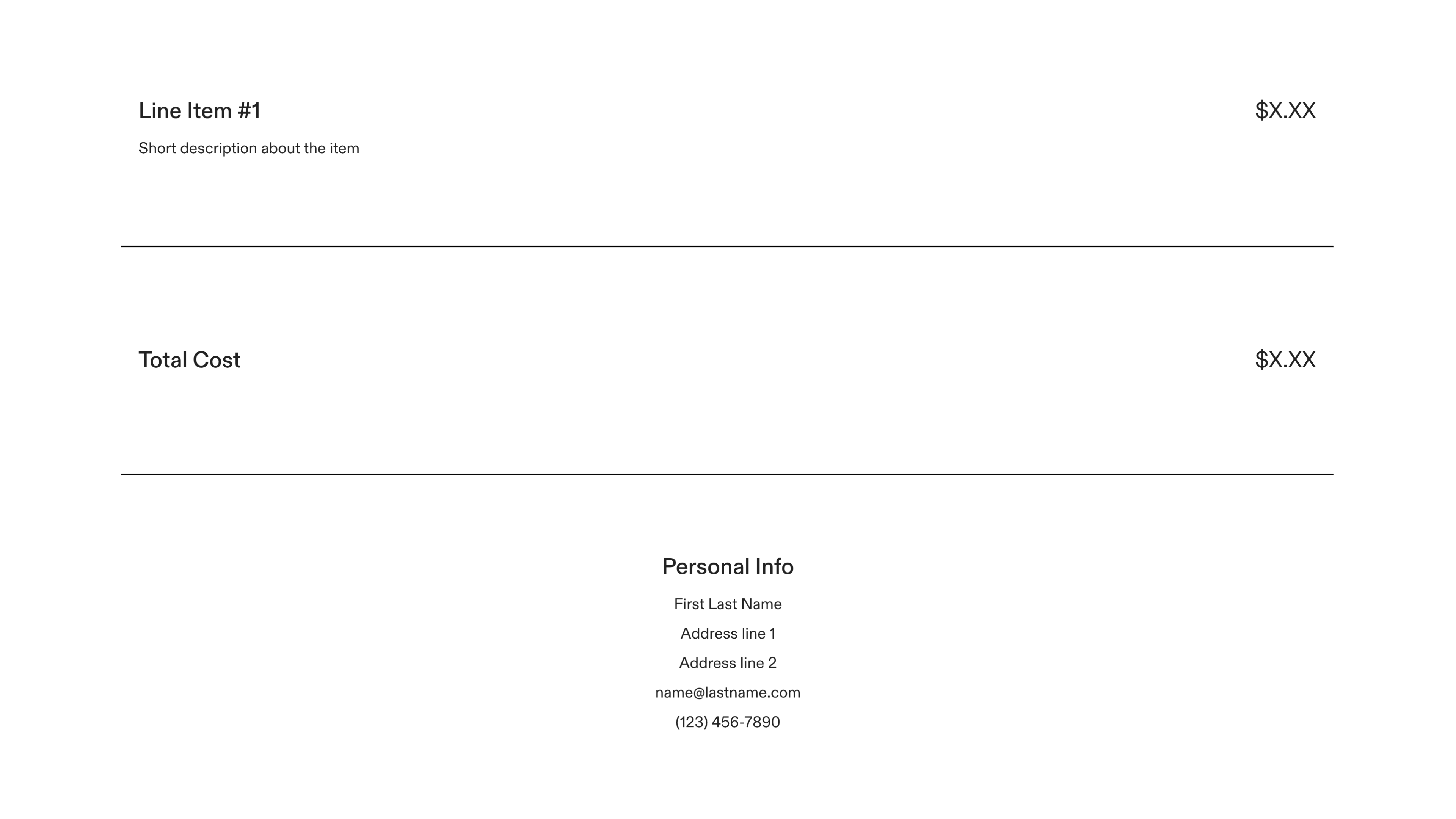 Invoice Template – Cost Section