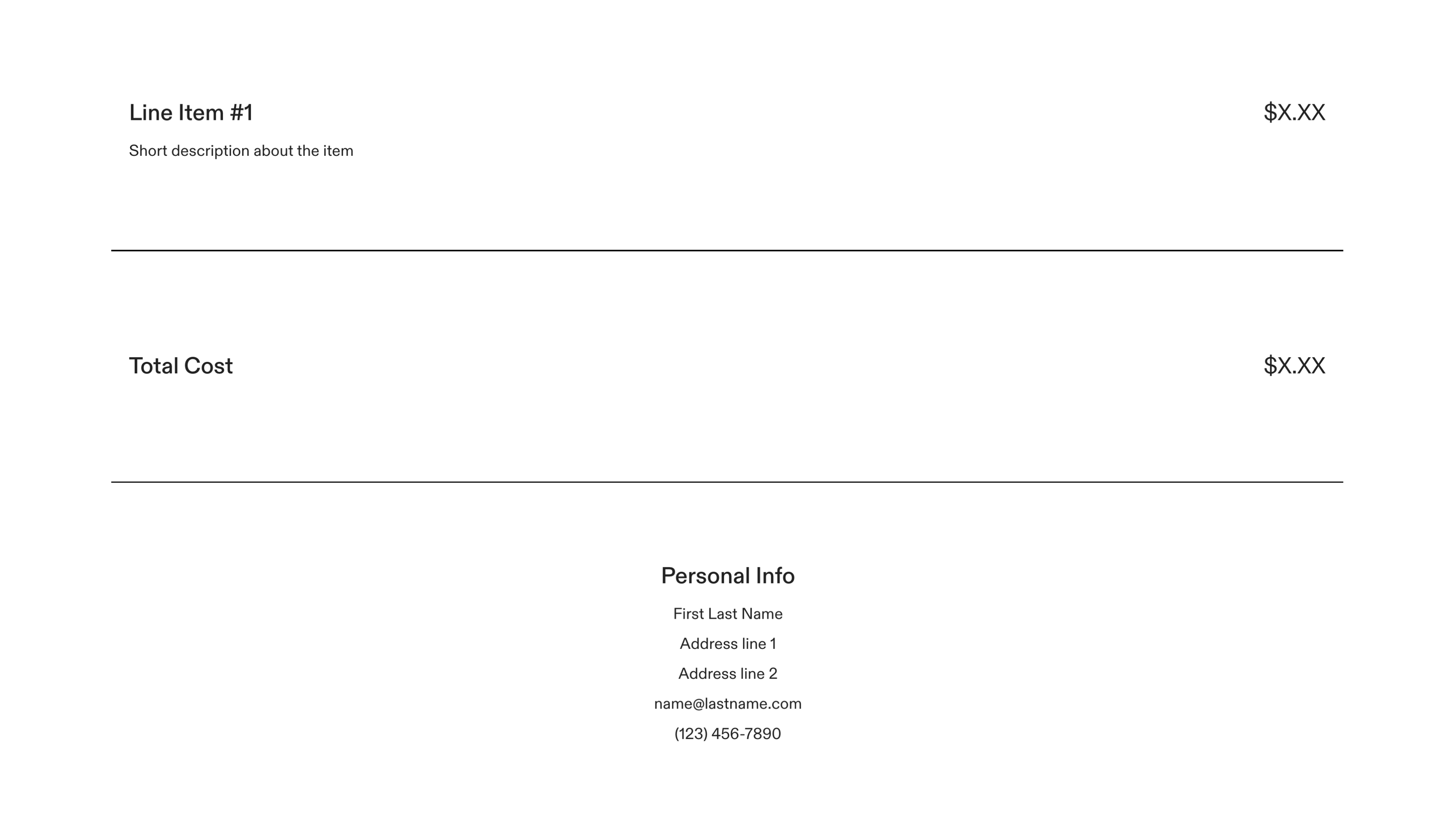 Invoice Template – Cost Section