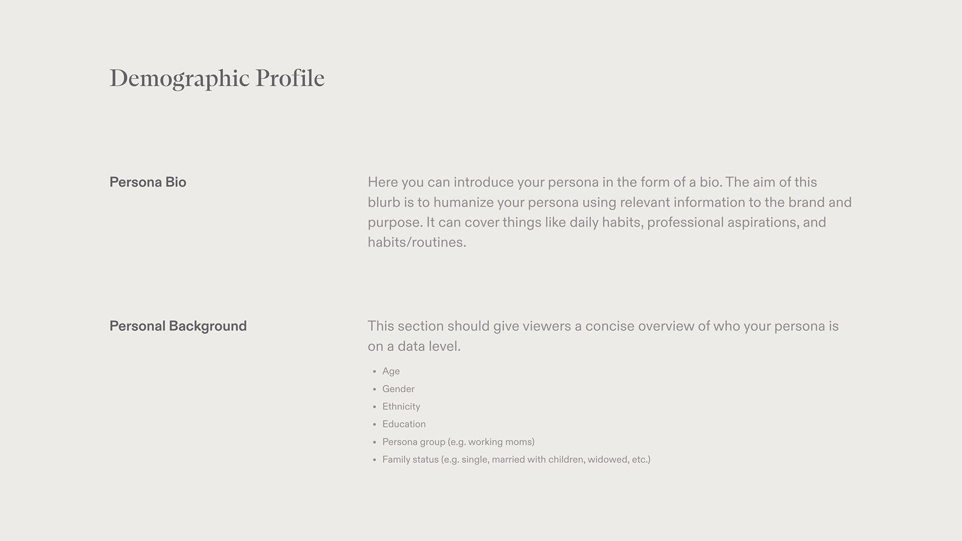 User Persona Guide - Header