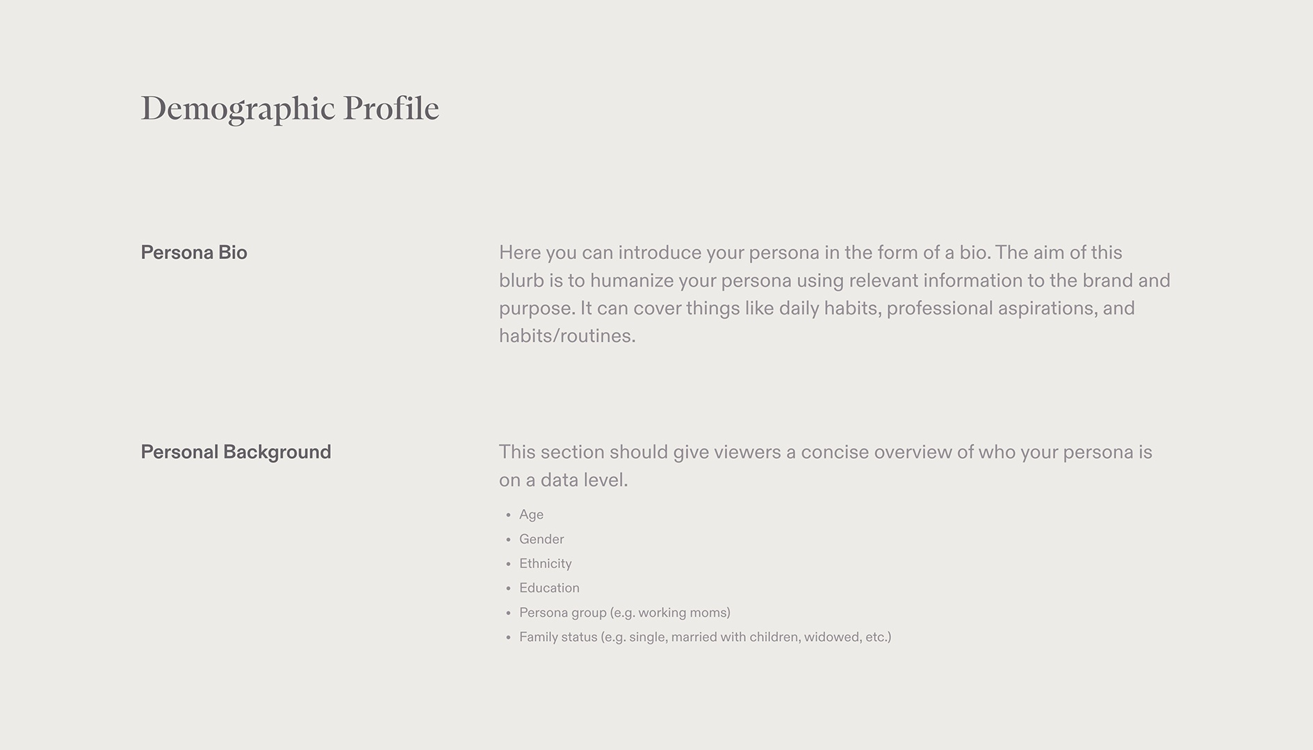 User Persona Guide - Header