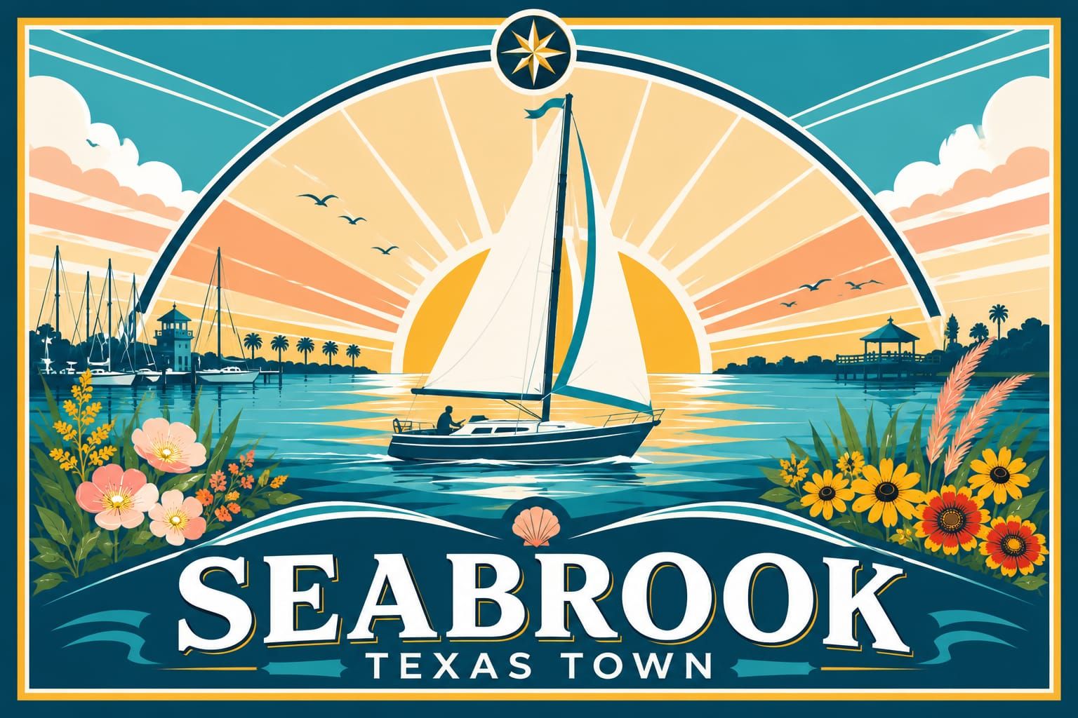 Seabrook Texas Town Flag #4