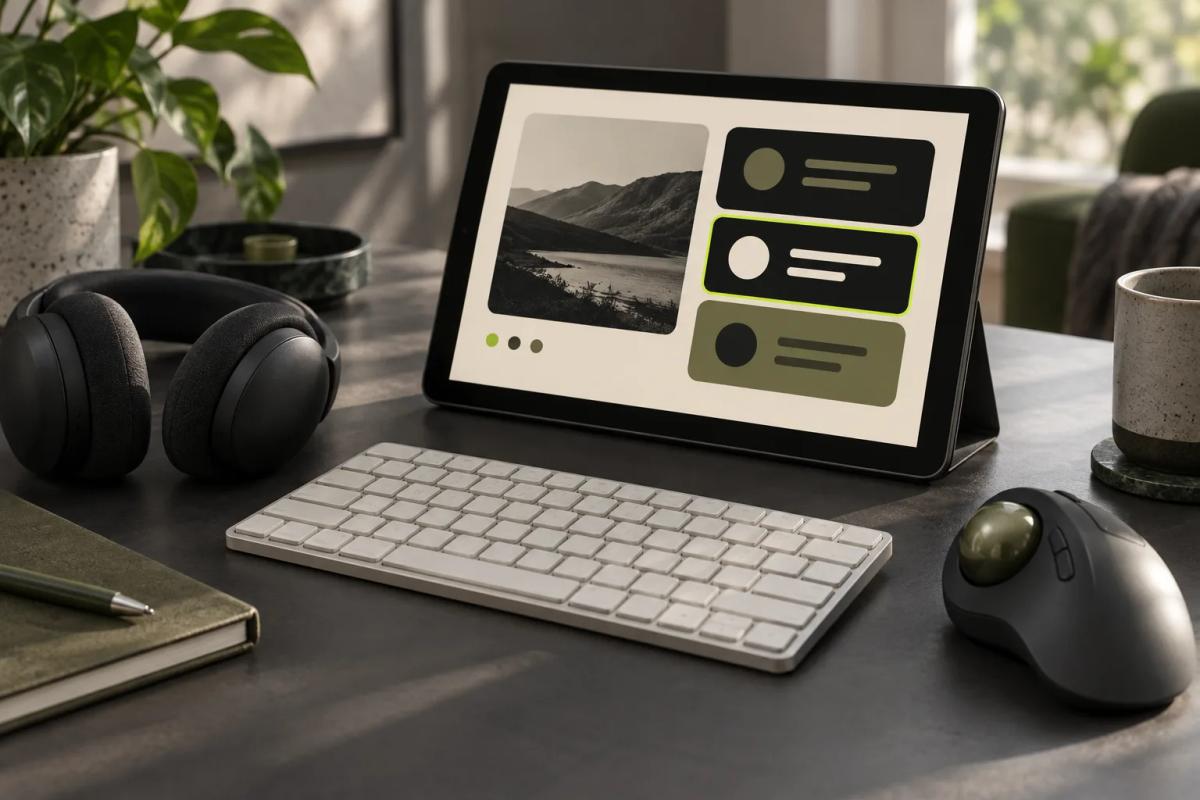 Πληκτρολόγιο, trackball, ακουστικά και tablet με ευδιάκριτη διεπαφή.