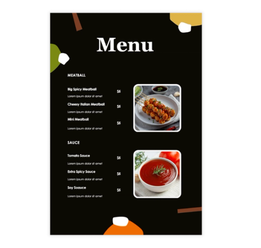 Download Now Black Restaurant Menu Template