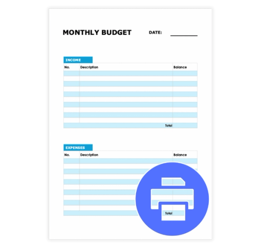 Download Now Clean Printable Monthly Budget Template