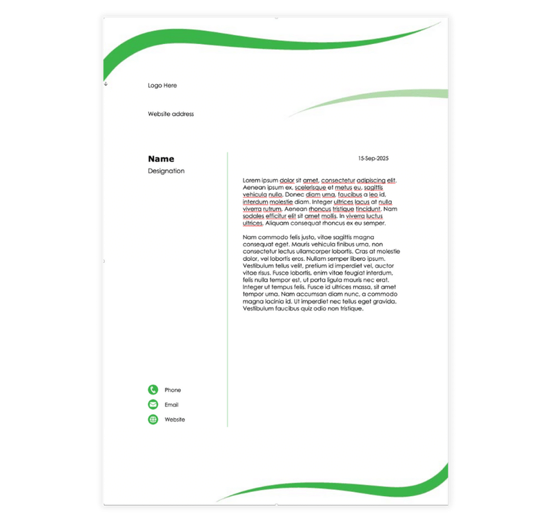 Green Swoop Letter Template