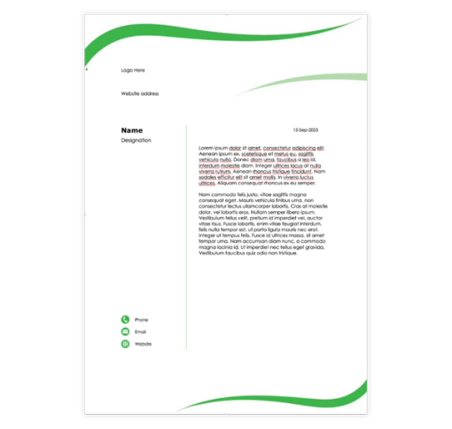 Download Now Green Swoop Letter Template