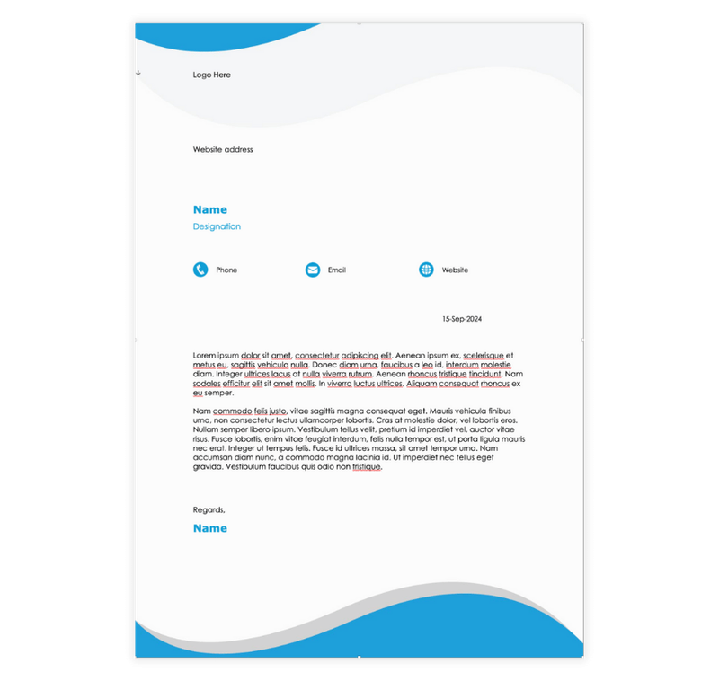 Blue Waves Letter Template