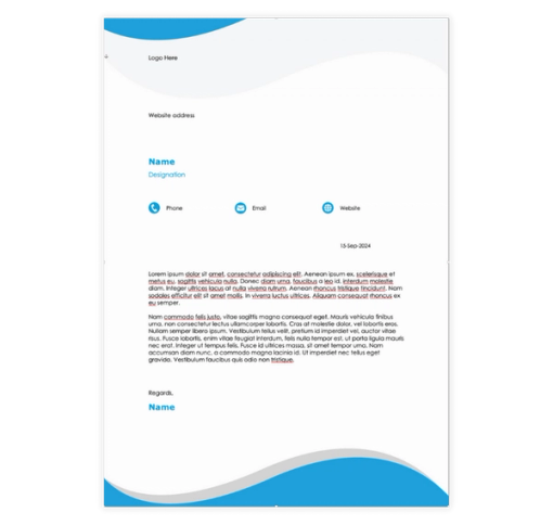 Download Now Blue Waves Letter Template