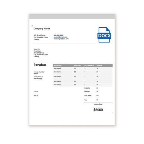 Download Now Word Invoice Template