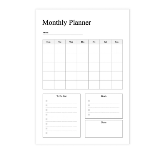 Download Now Monthly Planner Template