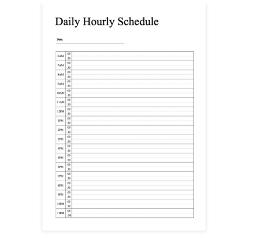 Download Now Daily Hourly Schedule Template