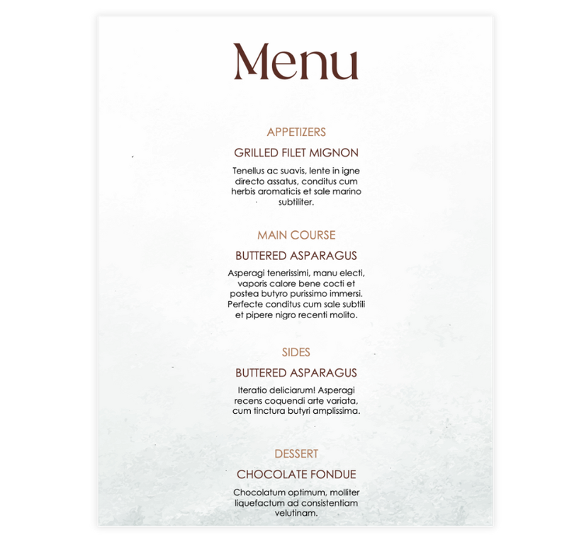 White and Brown Restaurant Menu Template