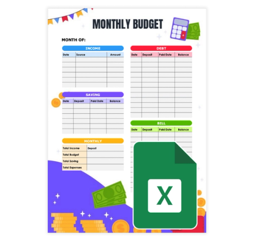 Download Now Colorful Editable Monthly Budget Template