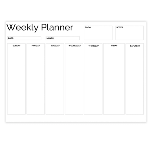 Download Now White Simple Weekly Planner Template