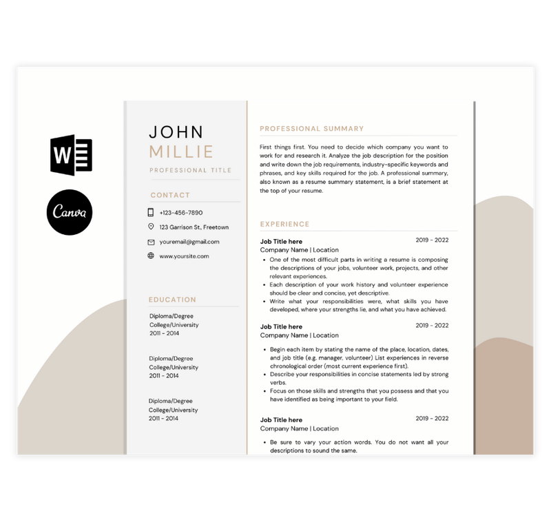 Left Sidebar Highlights Resume Template with Cover Letter and Thank You Letter