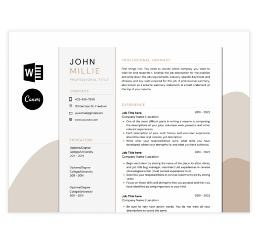 Download Now Left Sidebar Highlights Resume Template with Cover Letter and Thank You Letter