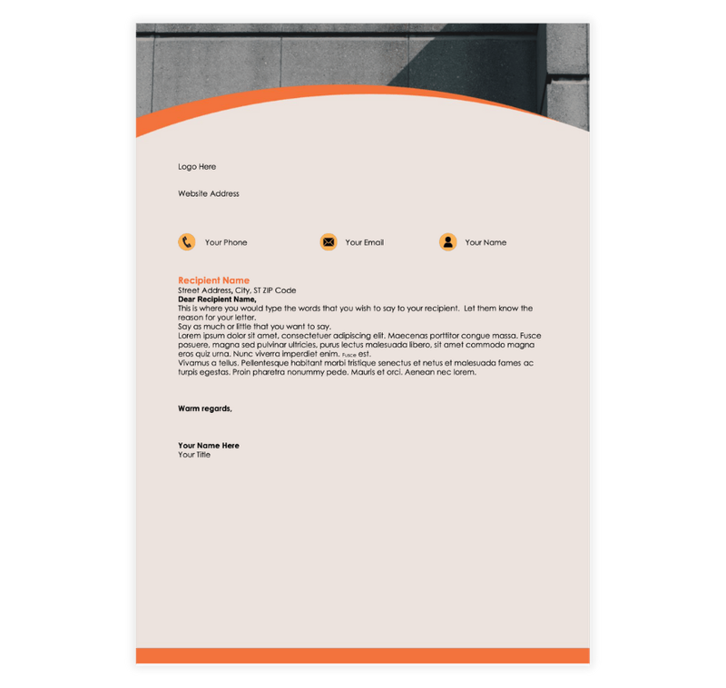 Orange Curve Letter Template