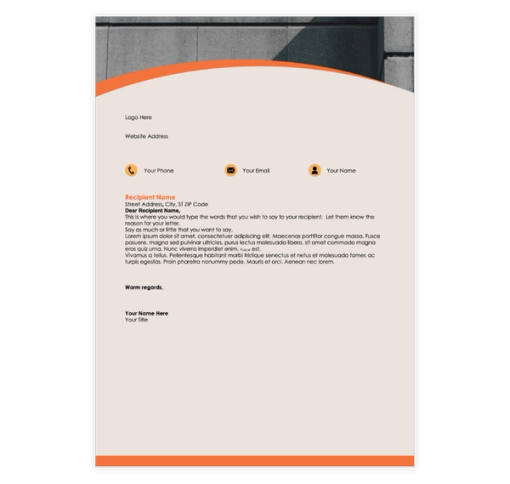 Download Now Orange Curve Letter Template