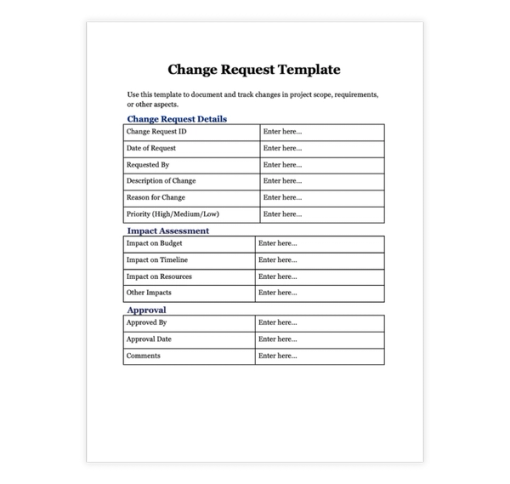 Download Now Simple Black Change Request Template