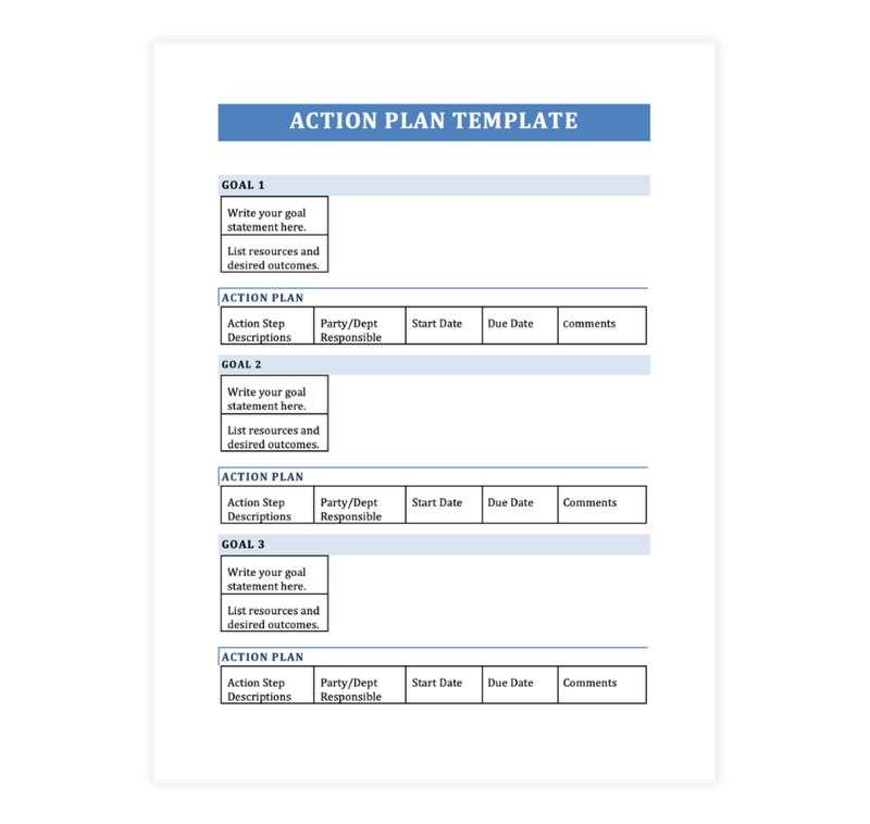 Simple Blue Action Plan Template
