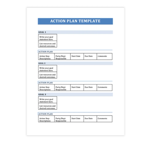 Download Now Simple Blue Action Plan Template