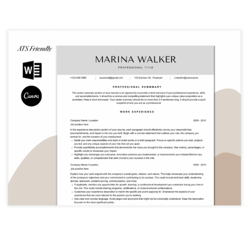 Download Now Simple Resume template with cover letter and thank you letter