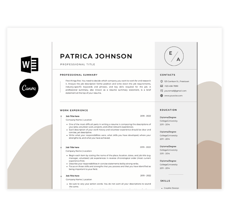 Right Side Highlights Resume Template with Cover Letter and Thank You Letter