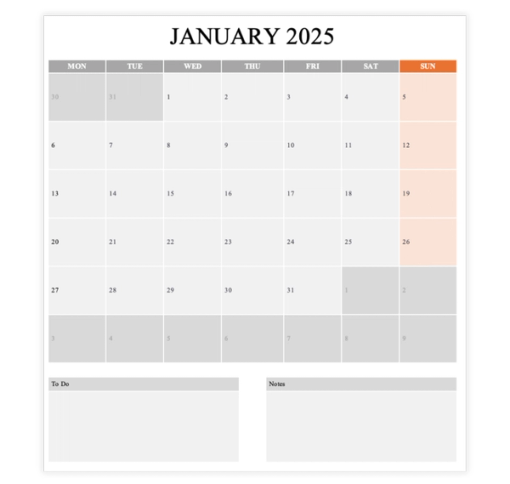 Download Now Monthly calendar template with notes