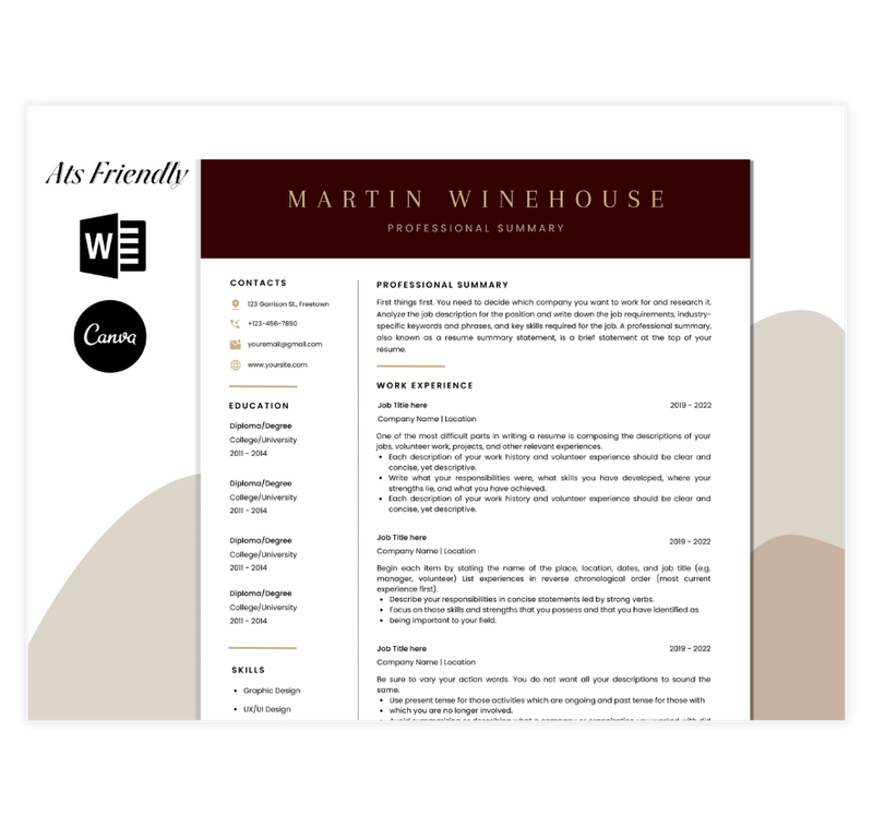 Bold Header Resume Template with Cover Letter and Thank You Letter