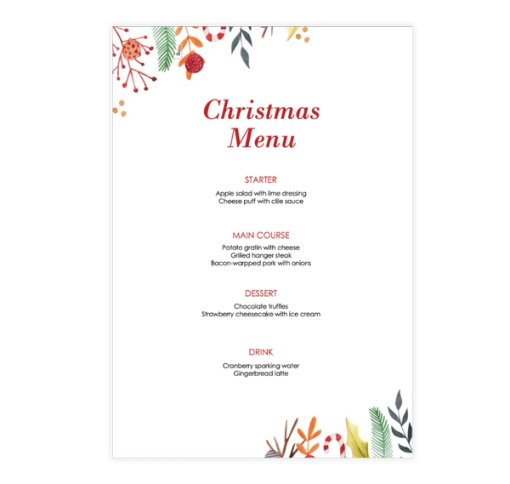 Download Now White Christmas Menu Template
